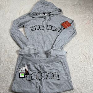 NWT Dereon Vintage Y2K Gray Gothic Logo Zip Hoodie & Sweatpant 2-Piece Set Outfi